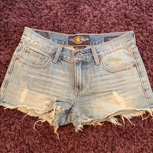 Medium wash denim shorts